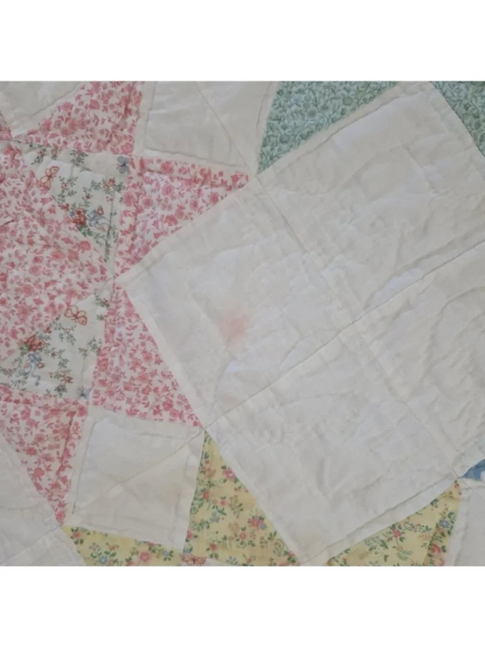 Vintage Pastel Patchwork Sawtooth Star Quilt 80x64